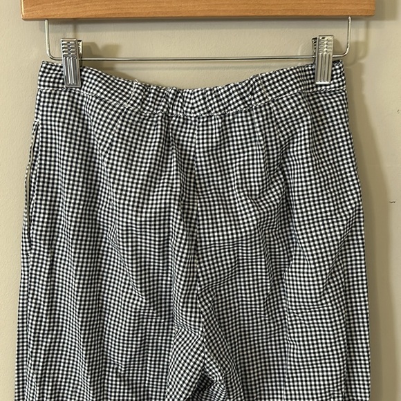 Maje Pitchy Cotton Gingham Ruffled Pants Navy Blue White Trouser Sz 34 XS NEW - Picture 7 of 11